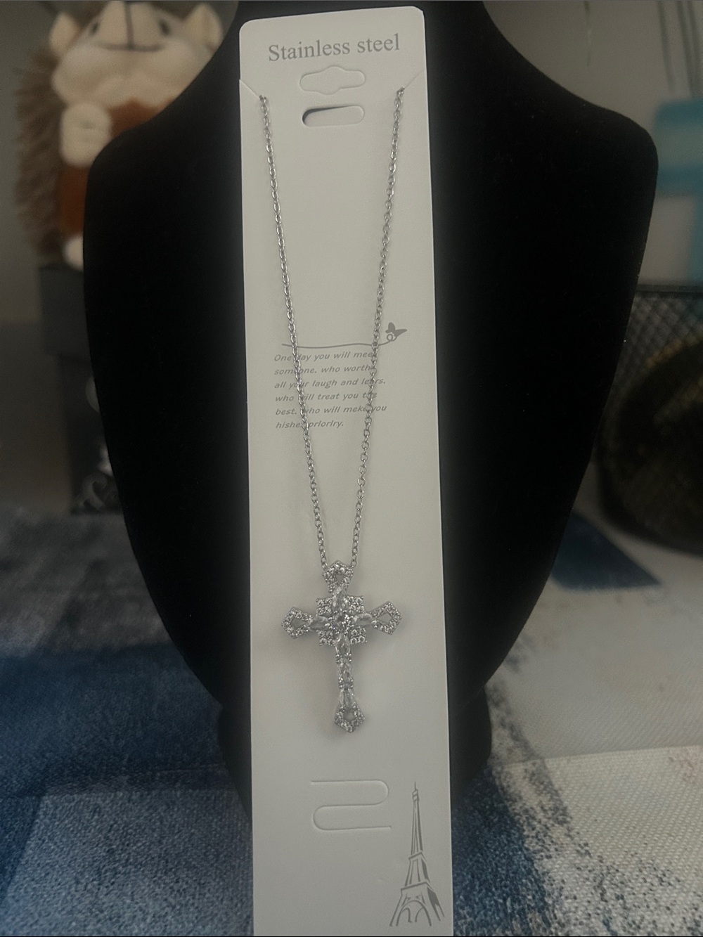 Stainless Steel Silver Cross Pendant Necklace